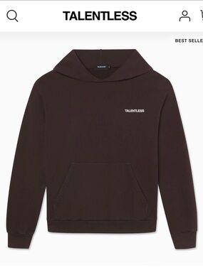 TALENTLESS Dark Brown Minimal Logo Hoodie